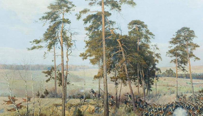 Fragment Panoramy Racławickiej przedstawiający drzewa