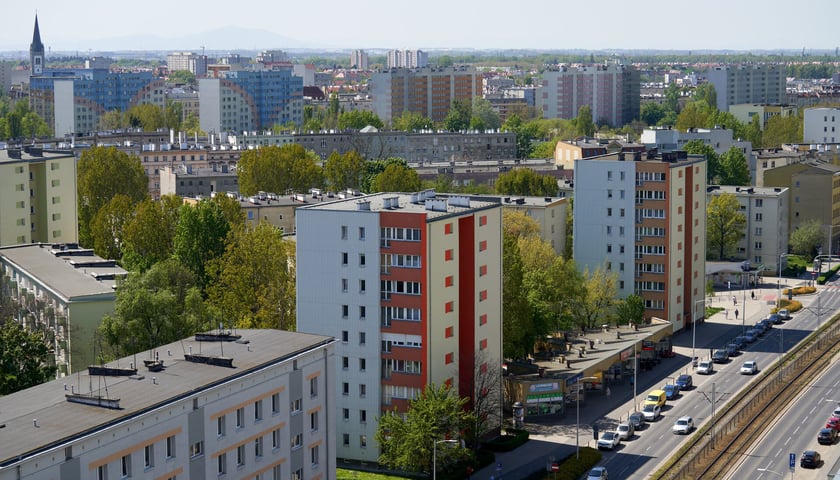 Panorama miasta w rejonie ulicy Grabiszyńskiej, zdjęcie ilustracyjne