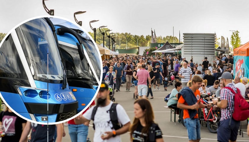 Uczestnicy Wrocławskiego Festiwalu Dobrego Piwa na Tarczyński Arenie. W kółeczku tramwaje / zdjęcie ilustracyjne