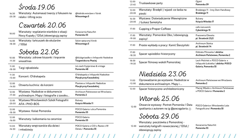 Harmonogram wydarzeń Otwarta Pomorska
