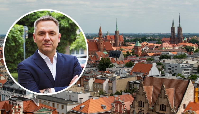 Widok na centrum Wrocławia (zdjęcie główne), Przemysławem Matyją, dyrektor Wydziału Planowania Przestrzennego (zdjęcie w kółko)