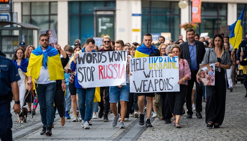 Marsz przeciw zbrodniom rosyjskim dokonywanym w Ukrainie. Wrocław, 13.07.2024
