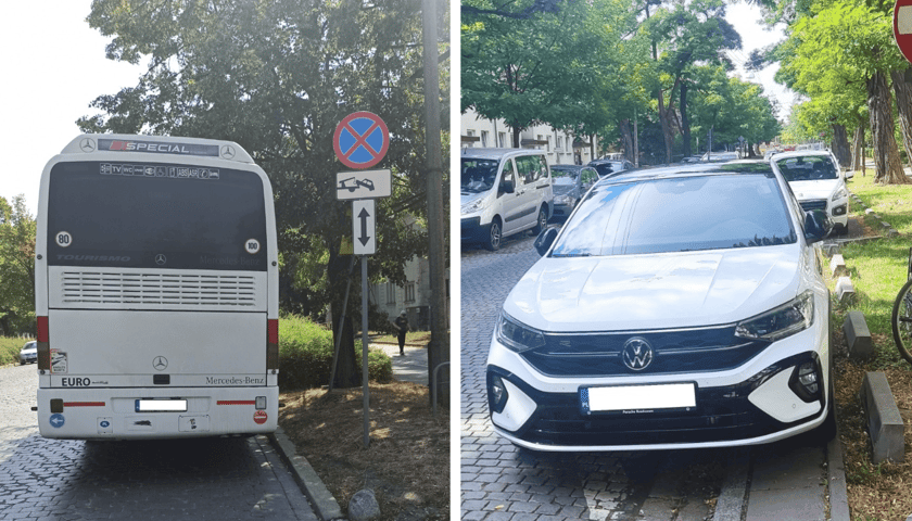 Przykłady nieprawidłowego parkowania