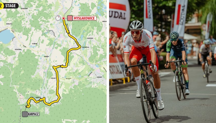 mapa z przebiegiem 2. etapu | kolarze na trasie 80. TdP