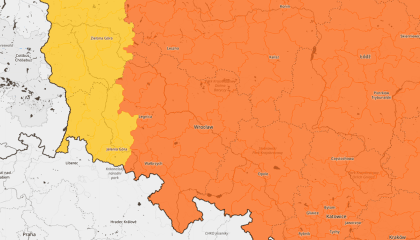 mapa ostrzeżeń meteo, 22 lipca 2024