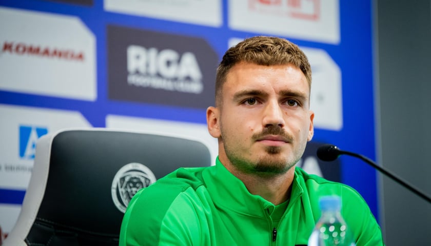 Peter Pokorny na konferencji prasowej przed meczem z Rygą
