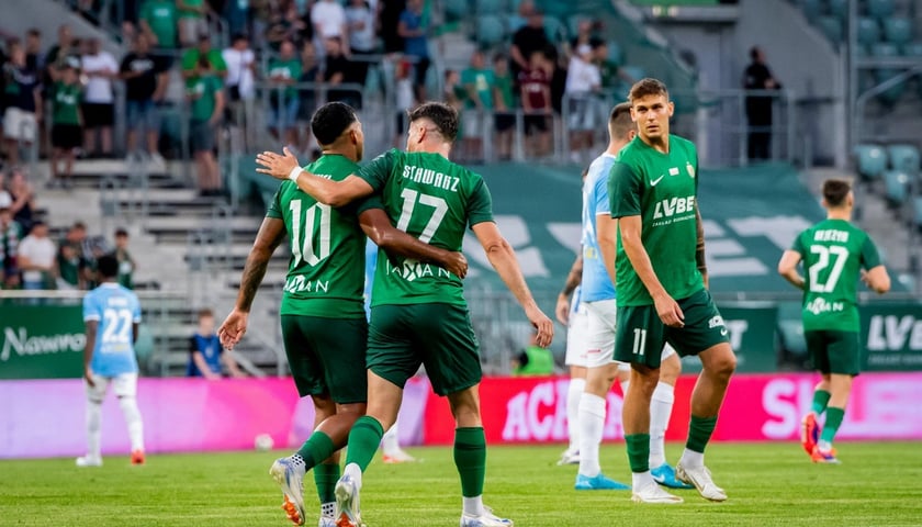 Piłkarze Śląska Wrocław podczas meczu z FC Riga