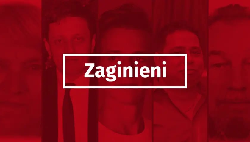 czerwona plansza z napisem "zaginieni"