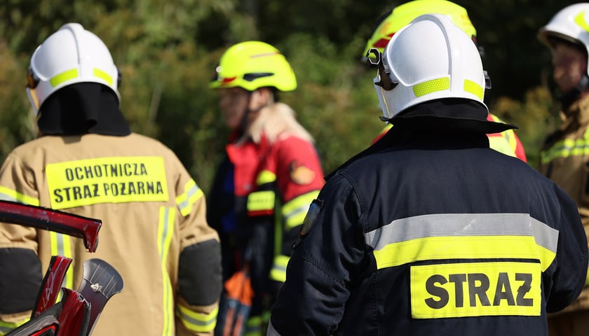 Strażacy w mundurach podczas akcji, zdjęcie ilustracyjne