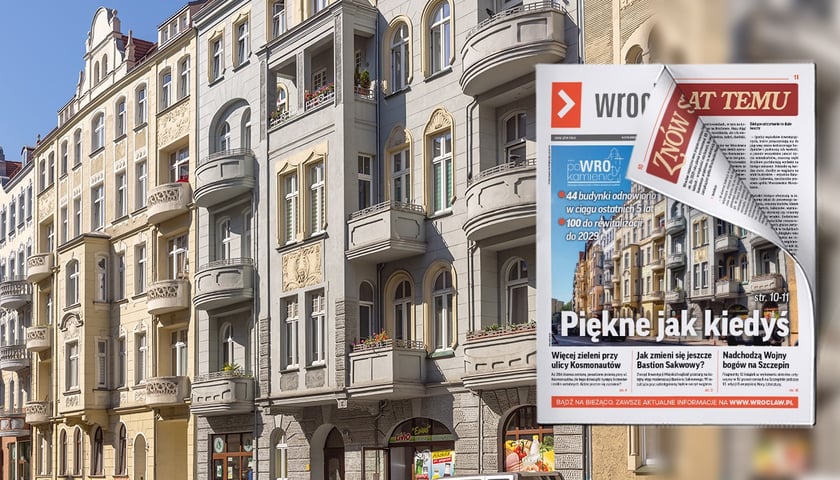 Wyremontowana pierzeja kamienic przy ulicy Wyszyńskiego we Wrocławiu