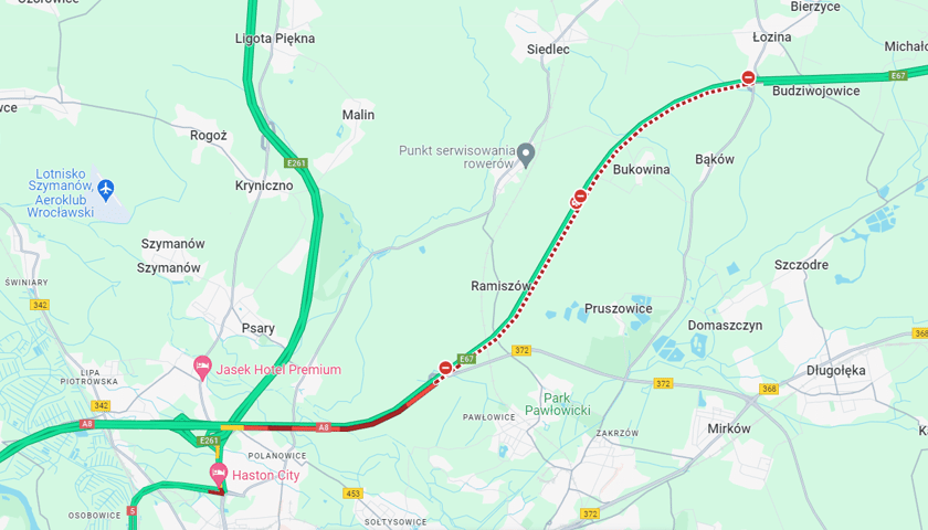 Utrudnienia na S8 w poniedziałek 19 sierpnia 2024 - mapa, stan na godzinę 8.19 rano