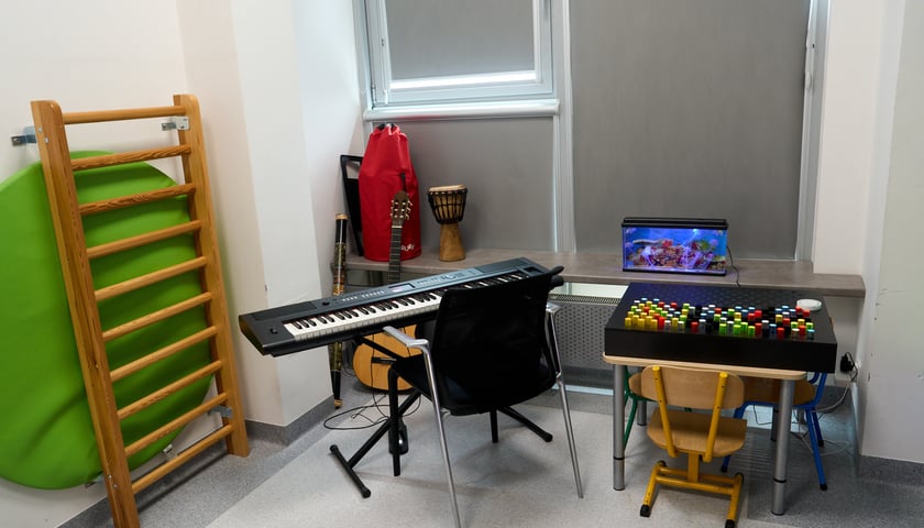 <p>Sala integracji sensorycznej w przedszkolu integracyjnym nr 35 &bdquo;Tęczowy Domek&rdquo; przy ul. gen. K. Pułaskiego prezentowana podczas konferencji zorganizowanej 23 sierpnia z okazji uruchomienia we Wrocławiu 35 nowych sal</p>