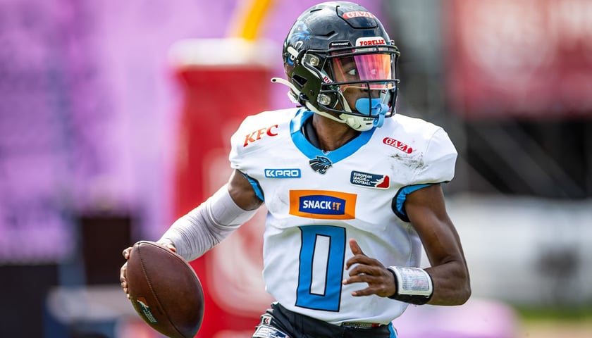 Zawodnik Panthers Wroclaw podczas meczu z Prague Lions