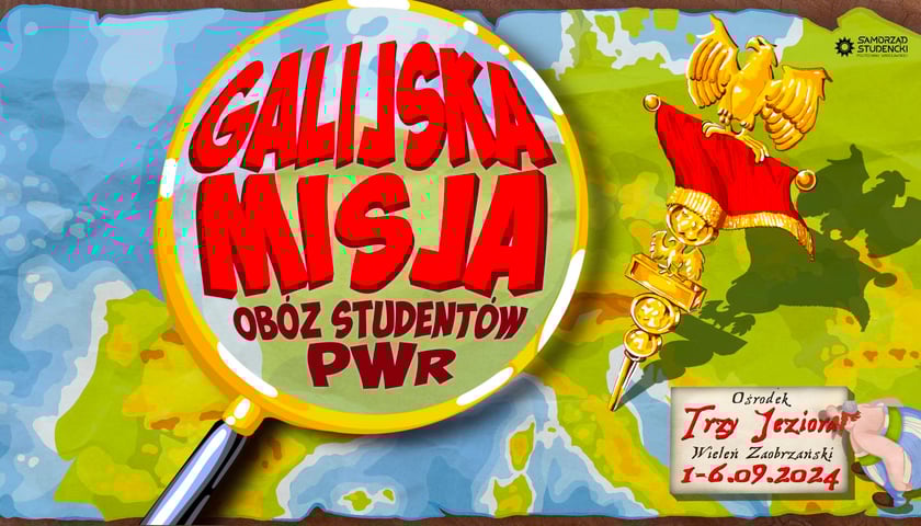 Plakat zapowiadający obóz adaptacyjny studentów PWR