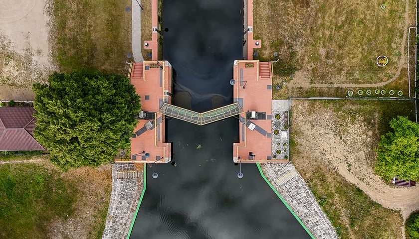śluza Opatowice, widok z drona