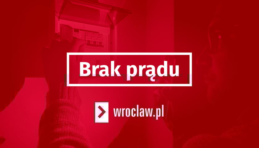 Napis brak prądu na czerwonym tle