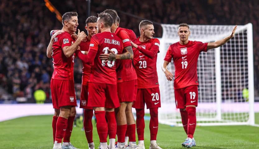 Piłkarze reprezentacji Polski podczas meczu ze Szkocją w Glasgow. Czy z Chorwacją również uda się wygrać?