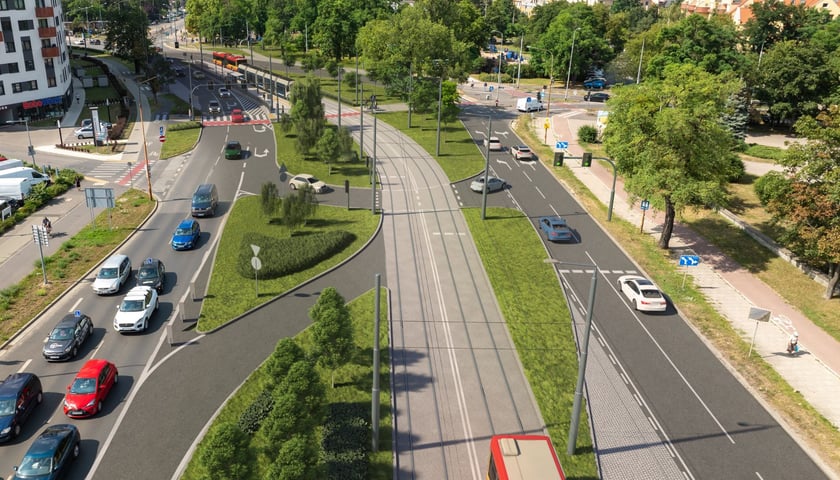 Po zakończeniu przebudowy tak będzie wyglądała trasa autobusowo-tramwajowa na ul. Bardziej, między Armii Krajowej a Piękną 