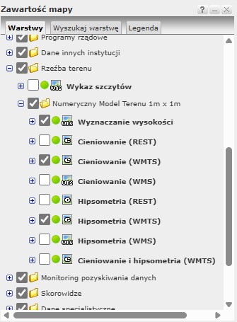 <p>Menu z rządowego poratlu z mapami</p>