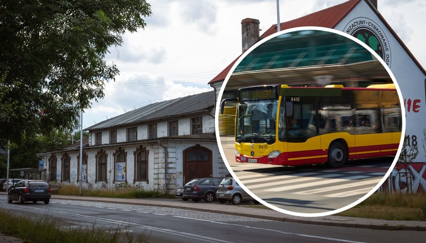 Ilustracja - ulica Bierutowska i autobus MPK