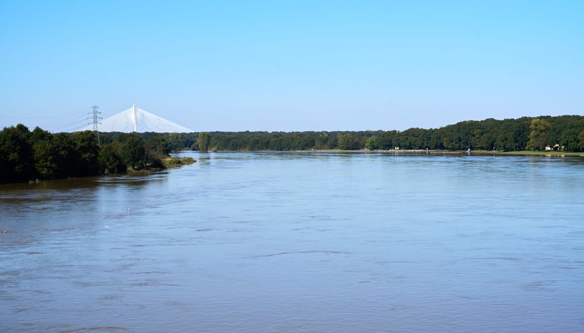 Odra, widok z mostu Milenijnego, zdjęcie archiwalne z 22.09.2024.