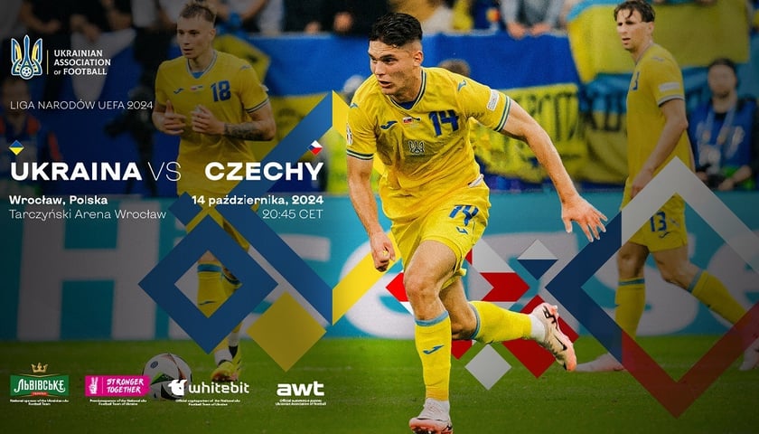 Mecz Ukraina - Czechy 14 października na Tarczyński Arenie we Wrocławiu - plakat
