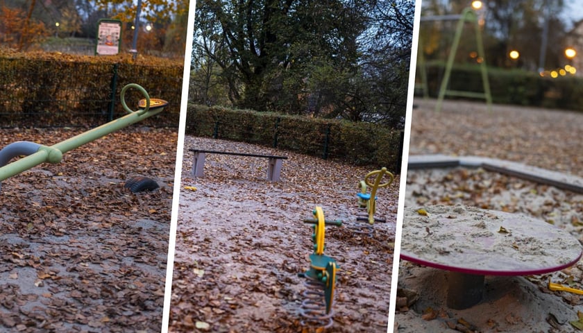 Huśtawka, piaskownica, ławka, plac  zabaw na Żernikach