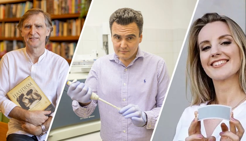 Od prawej, laureaci 30 Kreatywnych Wrocławia: Olga Malinkiewicz, prof. Marcin Drąg, prof. Marcin Wodziński