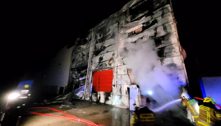 Pożar hali dawnej przetwórni peletu w Jordanowie Śląskim