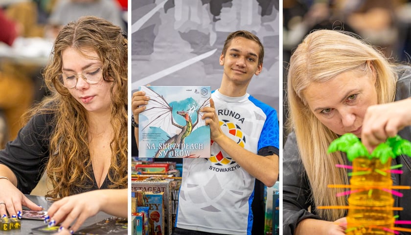 Na trzech zdjęciach uczestnicy Wrocław Games Fest 2024