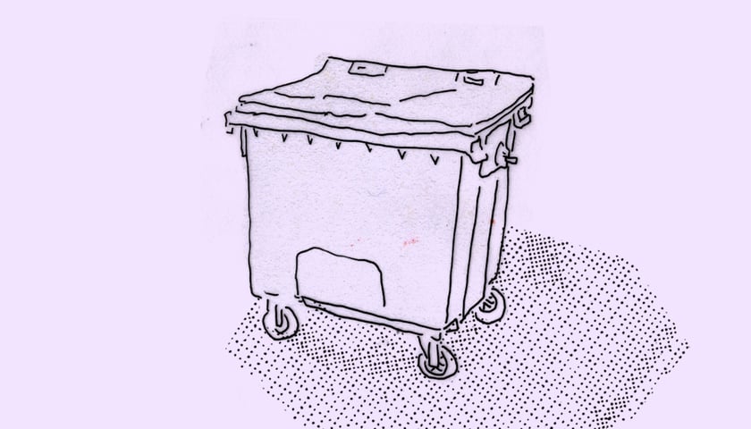 Podwórkowy kontener na śmieci. Grafika ilustracyjna.
