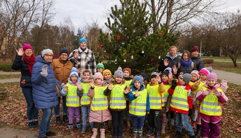 Dzieci z Przedszkola nr 17 na wrocławskim Zakrzowie ubrały choinkę w Parku Jedności - 18.12.2024