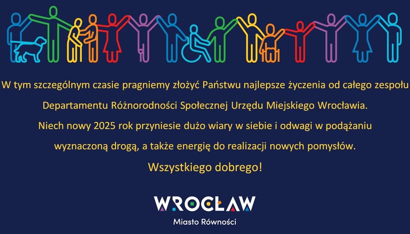 Życzenia od Departamentu Różnorodności społecznej Urzędu Miejskiego Wrocławia.