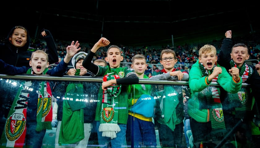 Kibice na Tarczyński Arenie podczas meczów Śląska Wrocław w 2024 roku