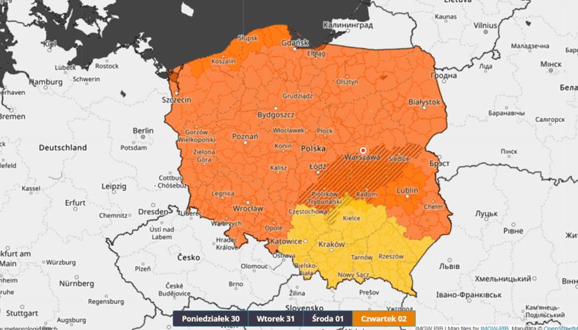<p>Prognozowane ostrzeżenia przed silnym wiatrem - czwartek 2 stycznia 2025. Mapa.</p>