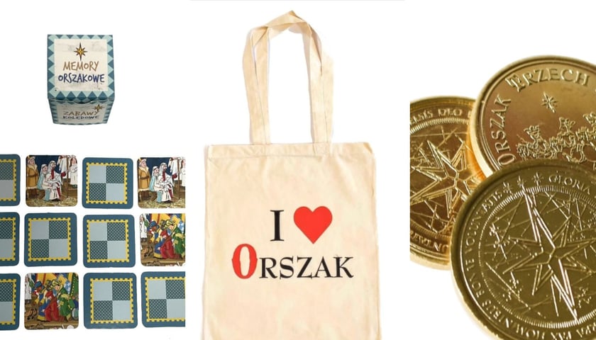 Na trzech zdjęciach przedmioty, jakie można wygrać w konkursie – gra memo, torba, moneta