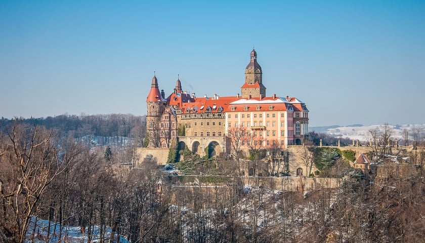 Zamek Książ w Wałbrzychu podczas zimy