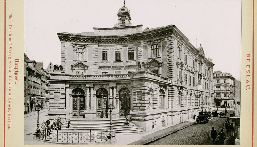 Poczta Główna (Hauptpost) przy ul. Wita Stwosza (Albrechtstrasse). Lata 1885–1895. Zdjęcie archiwalne