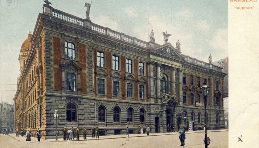 Neobarokowy gmach Poczty Głównej. Widok ze skrzyżowania ul. bł. Czesława i Wita Stwosza. Lata 1890-1903