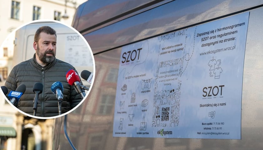 На тлі: автомобіль SZOT, у колі: Павел Карпінський, президент Ekosystem 