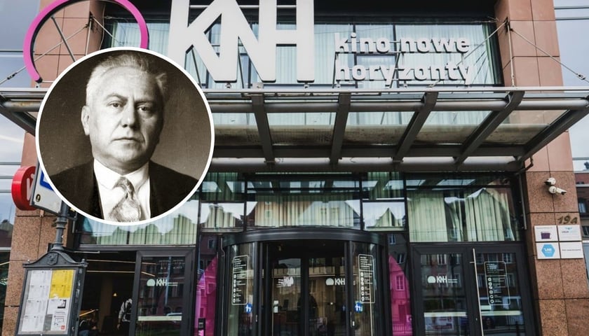 Kino Nowe Horyzonty, w kółeczku prof. Ludwik Hirszfeld