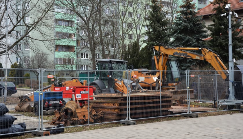 Zaplecze budowy na przystanku Kazimierska