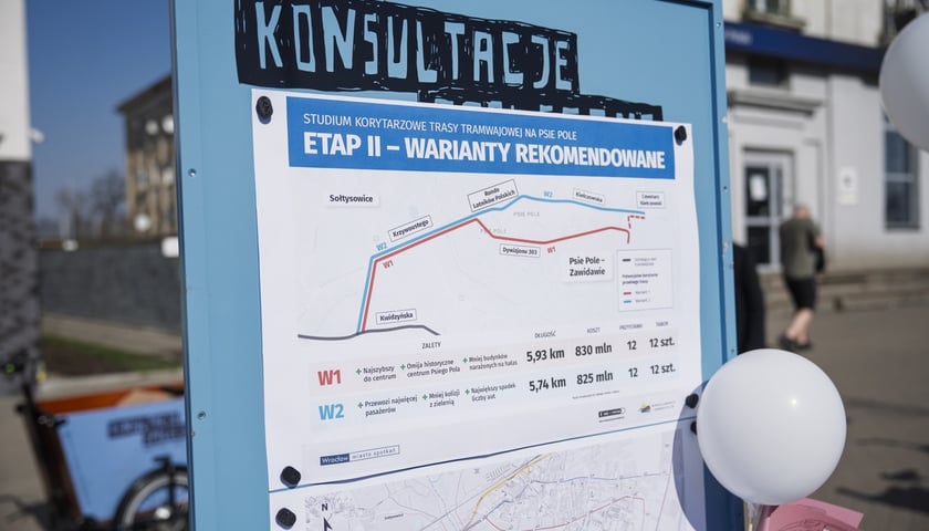 Kosnultacje społeczne na temat przebiegu trasy tramwajowej na Psie Pole