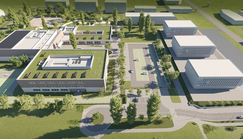 Wizualizacja zespołu szkolno-przedszkolnego przy Zwycięskiej