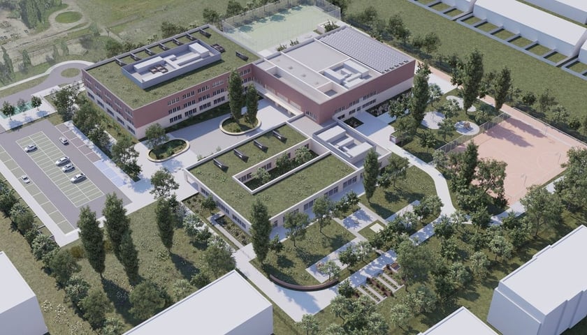 Wizualizacja zespołu szkolno-przedszkolnego przy Zwycięskiej