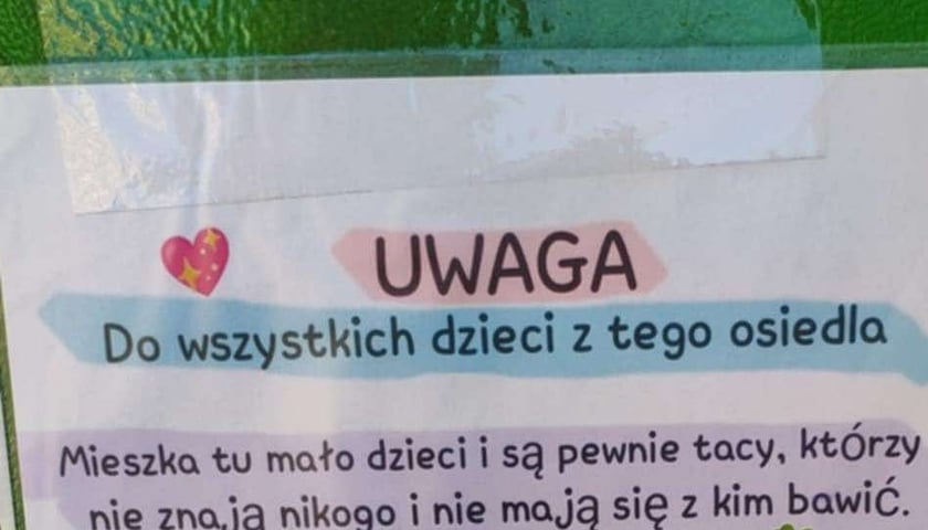 Ogłoszenie z zaproszeniem do wspólnej zabawy