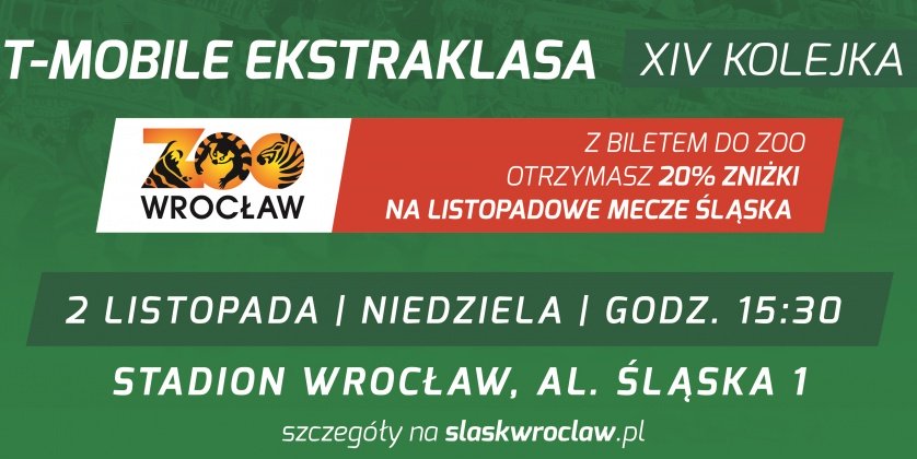 Z biletem do ZOO taniej na mecz Śląska