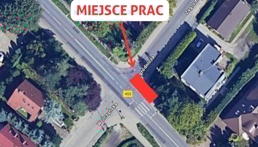 <p>Mapka z zaznaczonym miejscem wykopu - ulice Zagrodnicza i Strachocińska</p>