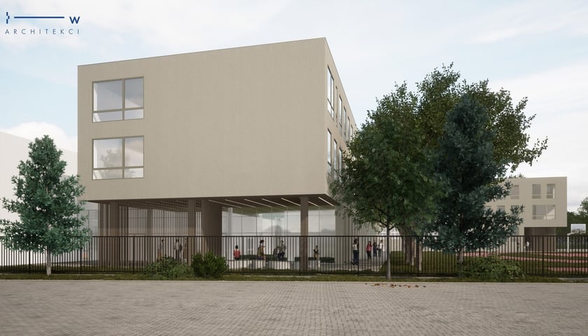<p>Wizualizacja rozbudowy niepublicznej szkoły przy ul. Pautscha 9 na Biskupinie</p>