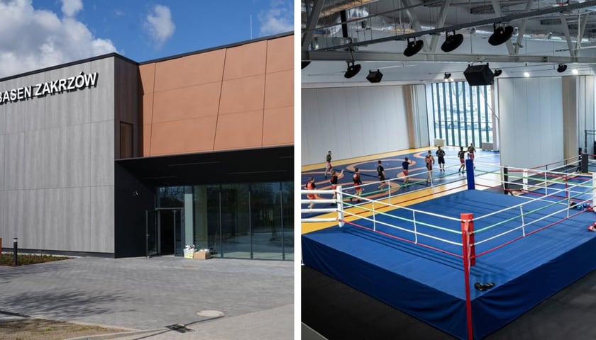 Z lewej Aquapark przy ul. Wilanowskiej na Zakrzowie, z prawej wielofunkcyjna hala sportowa przy ul. Racławickiej - jedne z największych inwestycji sportowo-rekreacyjnych we Wrocławiu w ostatnim czasie